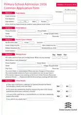 Primary School Application Form Templates