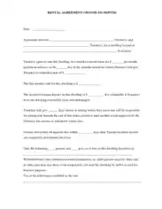 Monthly Room Rental Agreement Form Template