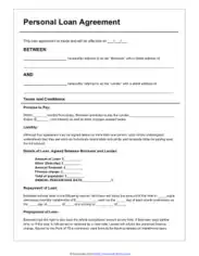 Free Download PDF Books, Sample Personal Loan Agreement Form Template