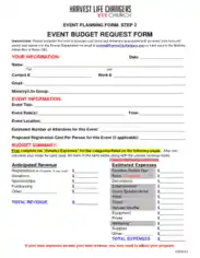 Event Budget Request Form Template