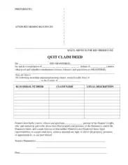 Basic Quick Claim Deed Template