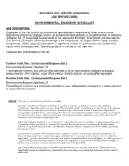 Environmental Engineer Specialist Job Description Template