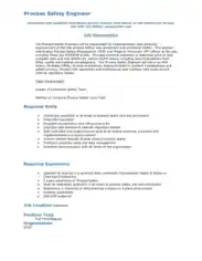 Process Safety Engineer Job Description Template