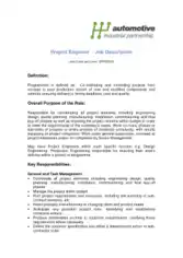 Free Download PDF Books, Project Engineer Job Description Template