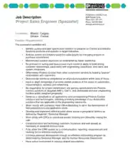 Project Sales Engineer Job Description Template