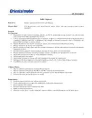 Sales Engineer Job Description Sample Template