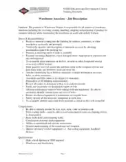 Warehouse Associate Job Position Description Template