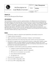 Lead Medical Assistant Job Description