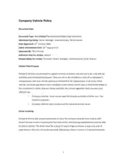 Company Vehicle Policy Template