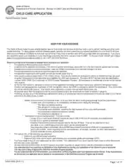Blank Child Care Job Application Template