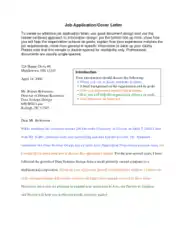 Free Download PDF Books, Job Application Cover Letter Printable Template