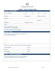 Nursing Job Application Printable Template
