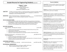 Sample Resume for Engineering Job Application Template