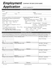 Company Employee Job Application Form Template