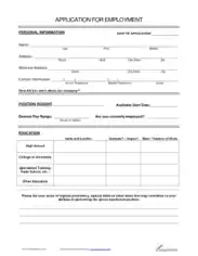 Employee Job Application Form Template