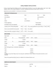 Generic Fillable Employment Application Template