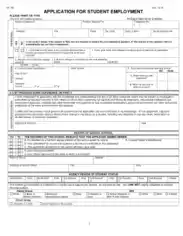 Generic Student Application for Employment Template