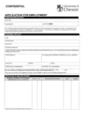 Printable Confidential Application for Employment Template