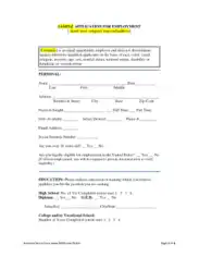 Free Download PDF Books, Simple Employment Application Form Sample Template