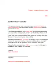 Landlord Reference Letter Template