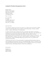 Academic Position Resignation Letter Template