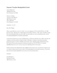 Daycare Teacher Resignation Letter Template