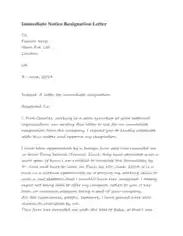 Immediate Notice Resignation Letter Template