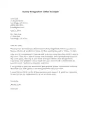 Nanny Resignation Letter Example Template