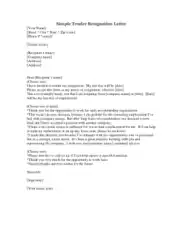 Simple Tender Resignation Letter Template