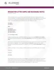 Tender Resignation Notice Letter Template