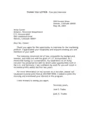 Thank You Letter for Post Job Interview Template