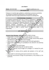 Resume for Assistant Bank Manager Template