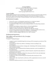 Free Download PDF Books, Corporate Training Resume Template