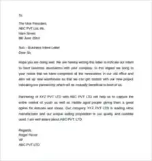 Sample Business Letter of Intent Template