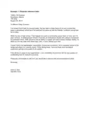 Character Letter of Recommendation for Immigration Template