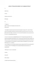 Sample Letter of Recommendation for Graduate School Template