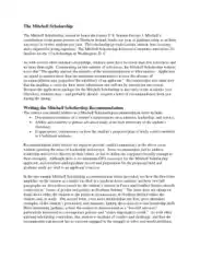 Student Mitchell Scholarship Recommendation Letter Template