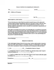 Terminate Tenancy 30 Day Vacate Notice Form Template