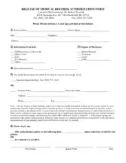 Medical Records Authorization Release Form Template