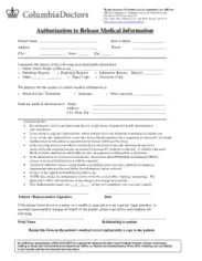Release of Medical Record Information Form Template