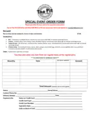 Special Event Order Form Template