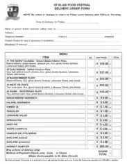 Festival Food Delivery Order Form Template