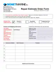 Free Repair Estimate Order Form Template