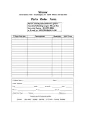 Blank Parts Order Form Template