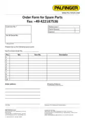Spare Parts Order Form Example Template