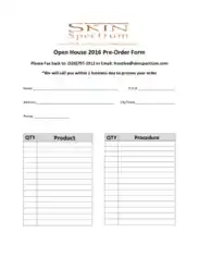 Sample Product Pre Order Form Template
