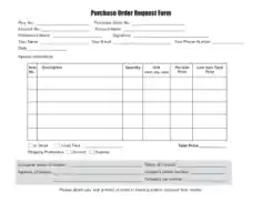 Printable Purchase Order Form Template