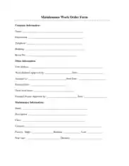 Free Download PDF Books, Maintenance Work Order Sample Form Template
