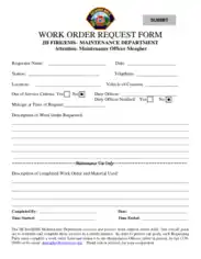 Printable Maintenance Work Order Form Template