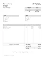 Billing Invoice Form Free Template